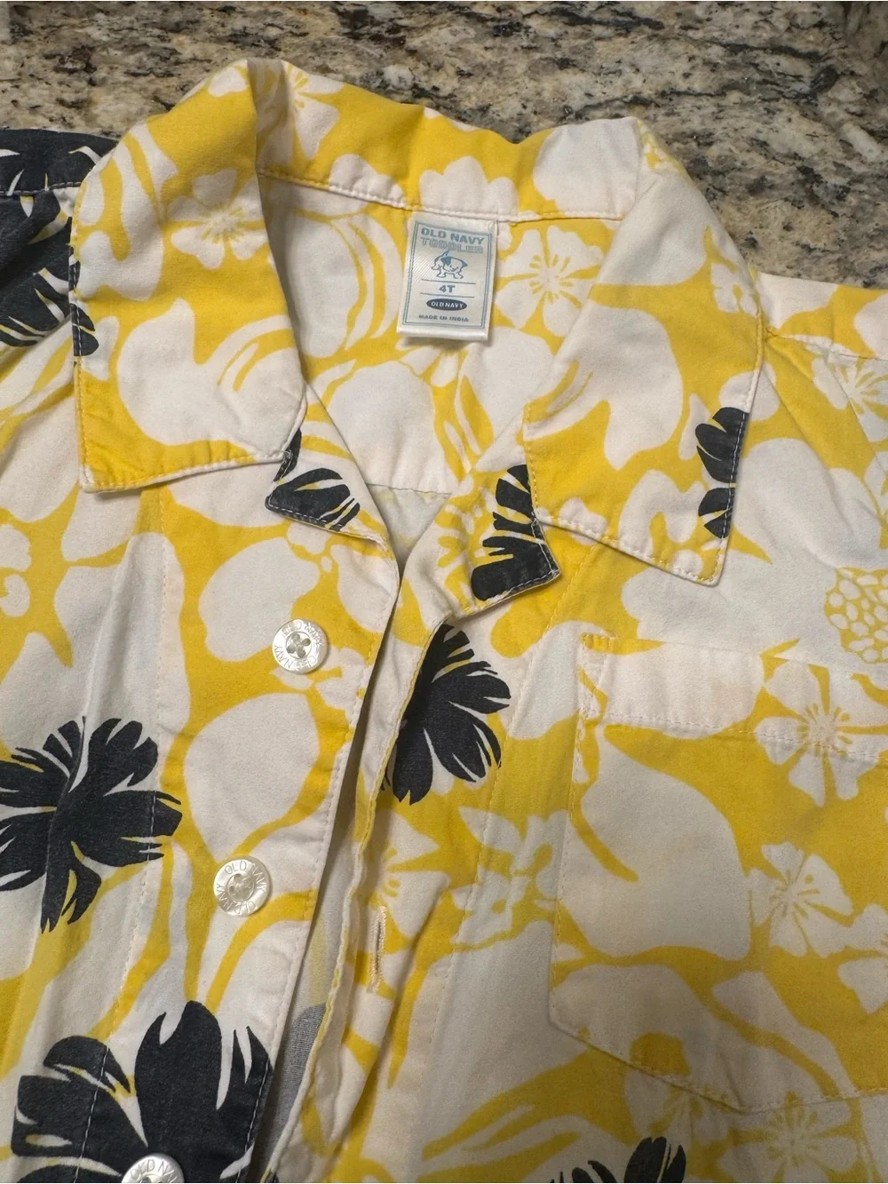 Yellow & Navy Floral Button-Up Camp Shirt 4 boys